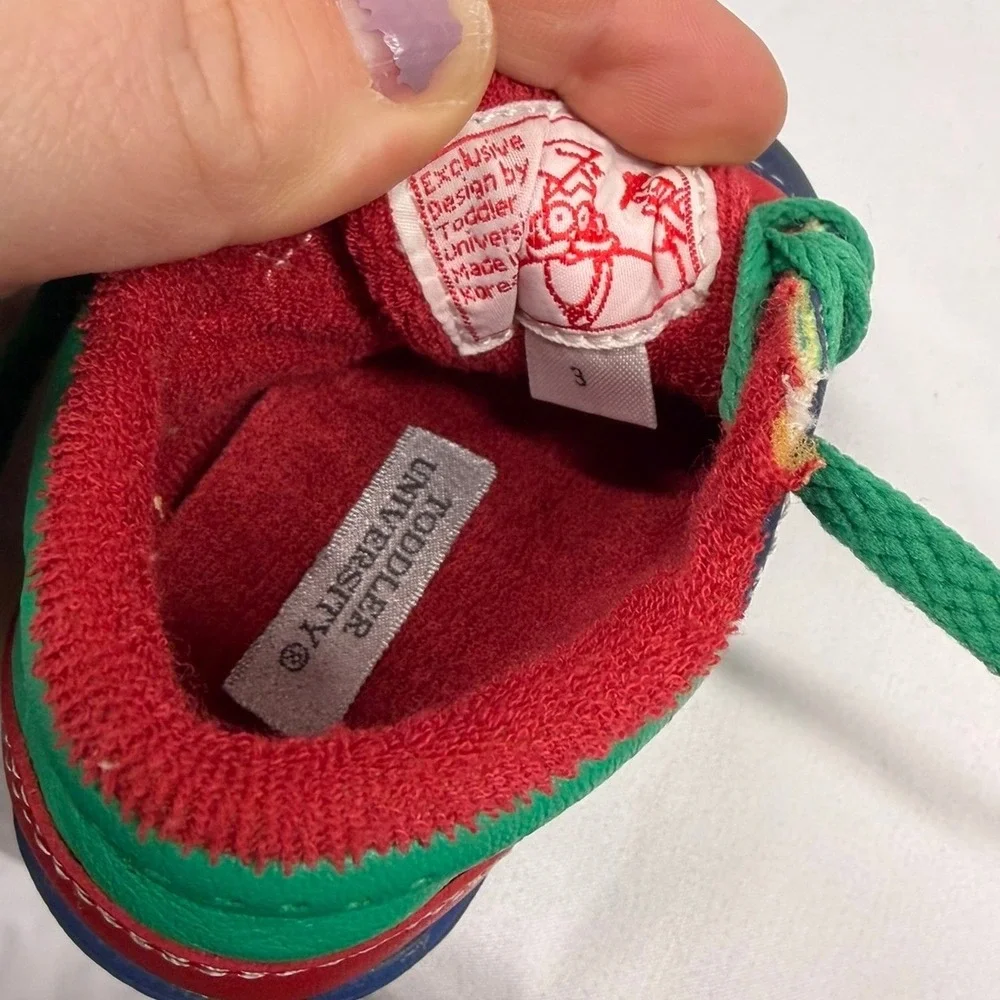 Vintage 70's Toddler University Kid's Red Blue Green Colorblock‎ Sneakers Sz 3